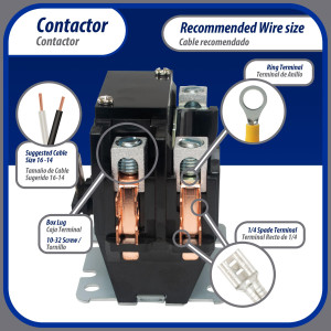 Contactor 1 Polo con Puente de 40 AMP 240 V bobina de repuesto para compresores de CA y aplicaciones electricas UL 476929 Appli Parts modelo APAC- 1S40240 Contactor 1 Polo con Puente de 40 AMP 240 V bobina de repuesto para compresores de CA y aplicaciones electricas UL 476929 Appli Parts modelo APAC- 1S40240