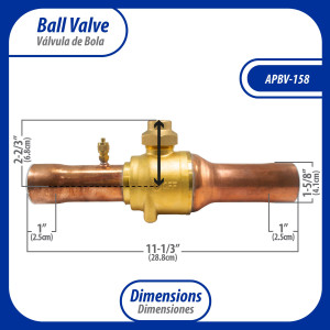 Appli Parts APBV-158 Valvula de Cierre 1-5/8 pulg tipo Bola de conexion soldable con puerto de servicio SAE de 1/4 de pulg presion maxima de trabajo 610 psi temperaturas de -30 C a 120 C longitud total 288 mm Appli Parts APBV-158 Valvula de Cierre 1-5/8 pulg tipo Bola de conexion soldable con puerto de servicio SAE de 1/4 de pulg presion maxima de trabajo 610 psi temperaturas de -30 C a 120 C longitud total 288 mm