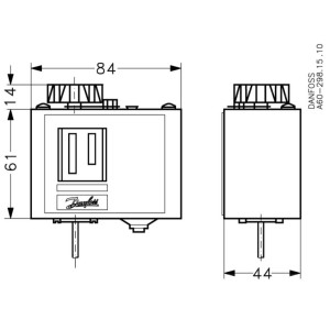 Danfoss Termostato KP73 Rango Temperatura -25 A 15 C Reset Automatico, Bulbo Remoto de 2000 mm 060L114366