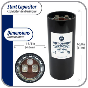 Appli Parts Condensador Capacitor Arranque 460-560 Mfd (microfaradios) uF 250 VAC remplazo universal para motores electricos de distintas aplicaciones 4.6cm Diametro 11cm Alto CON-460-250

