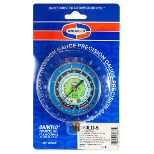Uniweld G30LD-5 Esfera de Manometro Baja Azul R-12/R-22/R-134a Celsius, Psi-Kg/Cm2 Uniweld G30LD-5 Esfera de Manometro Baja Azul R-12/R-22/R-134a Celsius, Psi-Kg/Cm2
