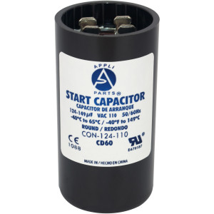 Appli Parts Condensador Capacitor Arranque 124-149 Mfd (microfaradios) uF 110-125 VAC remplazo universal para motores electricos de distintas aplicaciones 3.7cm Diametro 7cm Alto CON-124-110
 Appli Parts Condensador Capacitor Arranque 124-149 Mfd (microfaradios) uF 110-125 VAC remplazo universal para motores electricos de distintas aplicaciones 3.7cm Diametro 7cm Alto CON-124-110