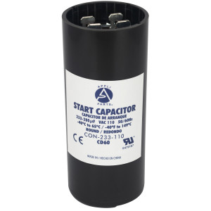 Appli Parts Condensador Capacitor Arranque 233-280 Mfd (microfaradios) uF 110-125 VAC remplazo universal para motores electricos de distintas aplicaciones 3.7cm Diametro 8.6cm Alto CON-233-110
 Appli Parts Condensador Capacitor Arranque 233-280 Mfd (microfaradios) uF 110-125 VAC remplazo universal para motores electricos de distintas aplicaciones 3.7cm Diametro 8.6cm Alto CON-233-110
