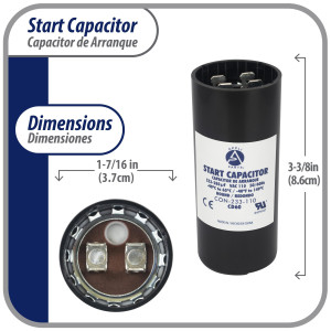 Appli Parts Condensador Capacitor Arranque 233-280 Mfd (microfaradios) uF 110-125 VAC remplazo universal para motores electricos de distintas aplicaciones 3.7cm Diametro 8.6cm Alto CON-233-110
 Appli Parts Condensador Capacitor Arranque 233-280 Mfd (microfaradios) uF 110-125 VAC remplazo universal para motores electricos de distintas aplicaciones 3.7cm Diametro 8.6cm Alto CON-233-110