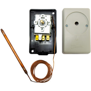 Danfoss 060H1701 UT 72, Termostato Mecanico, -30 a 30 C, Capilar de Cobre 2 m, Auto Reseteo, SPDT, Cerramiento IP20