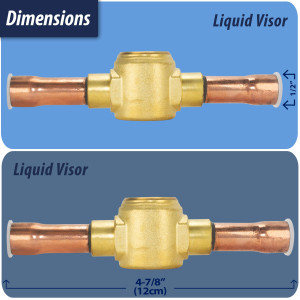 Appli Parts APSG-12AS Visor de Liquido 1/2 pulg Indicador de Humedad con conexiones Soldable con cuerpo solido para Sistemas de Refrigeracion y Aire Acondicionado compatible con refrigerantes CFC, HCFC, HFC