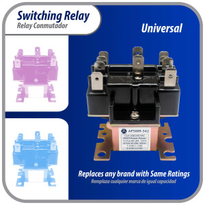 Appli Parts APSWR-342 Rele de conmutacion 90-342, de uso general, DPDT, Doble Polo, Doble Tiro, bobina de 208/240 V, CA, para aplicaciones HVAC y otras instalaciones electricas generales Remplaza APSR-342