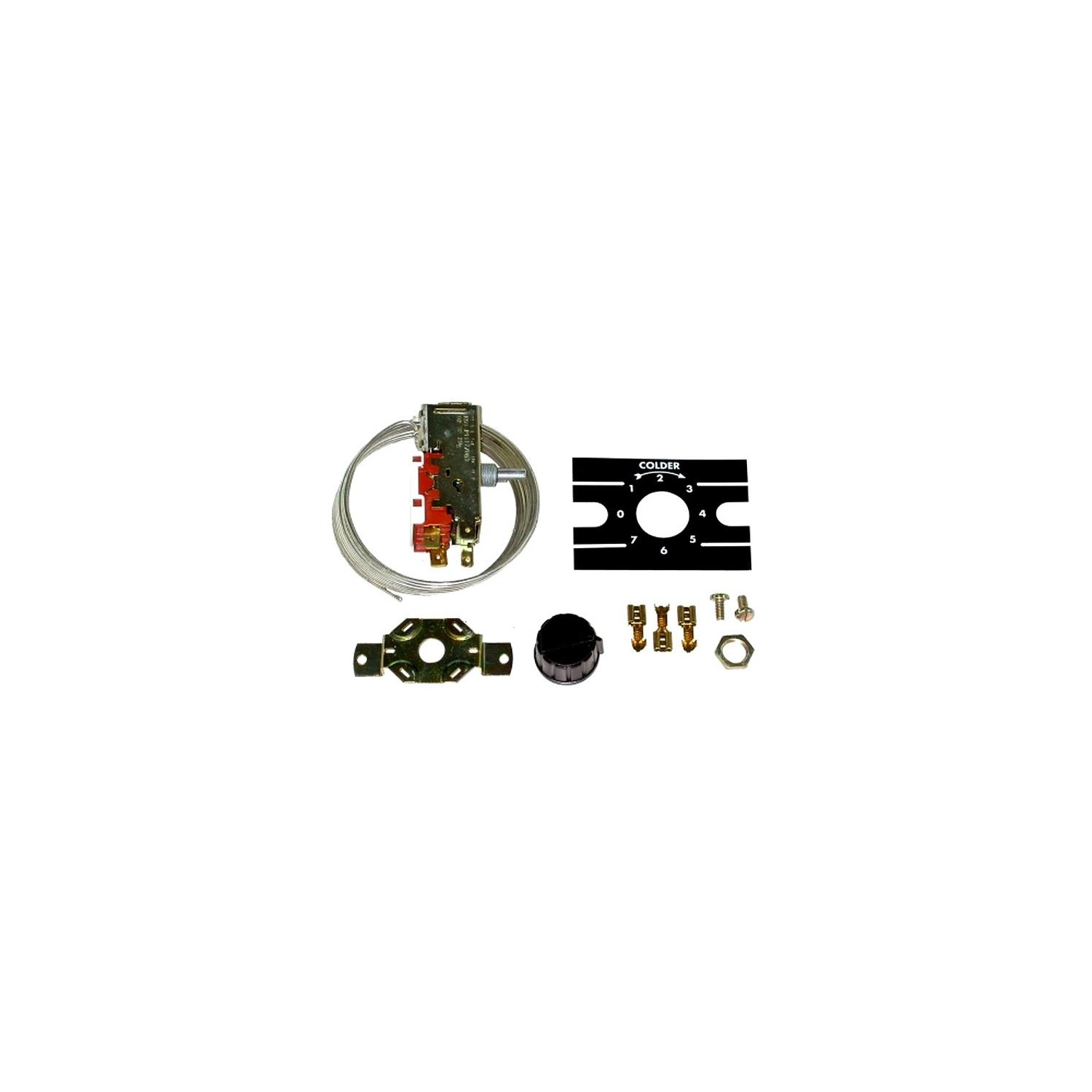 Appli Parts Termostato Refrigeracion Tipo K50P, corte interno frio +5.5 C, corte externo en frio +1.5 C, corte interno en caliente +12.5 C, tubo capilar de 1200 mm, modelo APRT-1127 Appli Parts Termostato Refrigeracion Tipo K50P, corte interno frio +5.5 C, corte externo en frio +1.5 C, corte interno en caliente +12.5 C, tubo capilar de 1200 mm, modelo APRT-1127