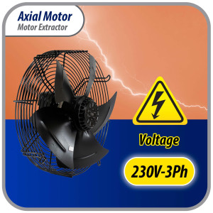 Appli Parts AXF-450-3 Extractor Axial 450 mm (17-3/4 pulg) 220 V, 3 ph, 60 Hz, 300 W, 1600 rpm, Rango Temperatura -30 C a 60 C, incluye aspa y base tipo jaula