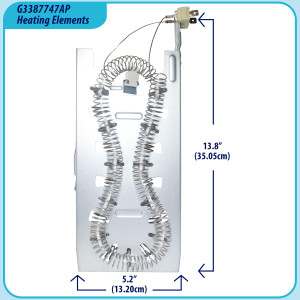3387747 Appli Parts Resistencia para Secadora 3387747AP 5200 W reemplaza las piezas originales de otras marcas y otros modelos 3387747 Appli Parts Resistencia para Secadora 3387747AP 5200 W reemplaza las piezas originales de otras marcas y otros modelos
