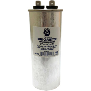 Appli Parts Condensador Capacitor de Marcha 60 Mfd uF (microfaradios) 370VAC o 450VAC CBB65 Universal Aire acondicionado y otras aplicaciones Redondo UL E476928 13.8cm Alto 5.1cm Ancho CON-60-450