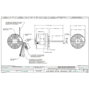 US Motors 8904 Motor 3/4 HP 1075 RPM, 115 V, 1 Ph, OAO, 3 Velocidades, Marco 5.6, Rotacion CCW Reversible desde Lead End, 6 Polos, No incluye Capacitor de Marcha 15 MFD 370 VAC, Modelo K055WPY1412012B