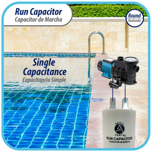 Appli Parts Condensador Capacitor de Marcha 25 Mfd uF (microfaradios) 250VAC CBB60 Cuerpo plastico para bombas de agua y otras aplicaciones Redondo UL E476928 8 cm Alto 4 cm Ancho CON-25-250-P