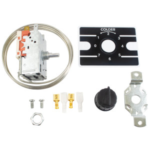 Appli Parts Termostato de refrigeracion para neveras, congeladores, exhibidores frios SPST Entrada fria -17.5 C Corte frio -24 C Corte Caliente -10 C Capilar 1200 mm remplaza K50P-1126 APRT-1126