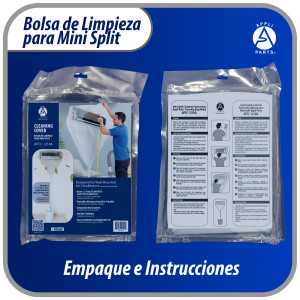 Appli Parts APCC-1218A Bolsa de Mantenimiento o Limpieza Mini Split hasta 1.5 Toneladas (18,000 Btu) Circunferencia de 2.6 m, Impermeable, con Manguera de Drenaje Integrada. Reemplaza 532 533 562 572