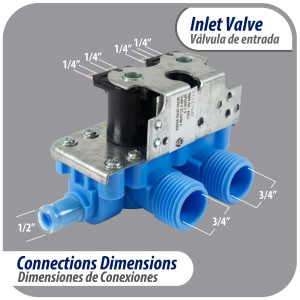 WH13X81 Appli Parts Valvula de entrada de agua para lavadora 2 Entradas de 3/4 NPT y 1 Salida 1/2 conexion rapida 110-120V 50/60Hz remplazo universal para lavadoras General Electric y otras marcas APIV-2111 WH13X81 Appli Parts Valvula de entrada de agua para lavadora 2 Entradas de 3/4 NPT y 1 Salida 1/2 conexion rapida 110-120V 50/60Hz remplazo universal para lavadoras General Electric y otras marcas APIV-2111