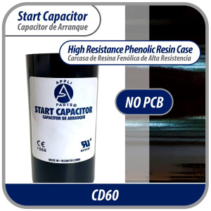 Appli Parts Condensador Capacitor Arranque 130-156 Mfd (microfaradios) uF 250 VAC remplazo universal para motores electricos de distintas aplicaciones 3.7cm Diametro 8.6cm Alto CON-130-250

