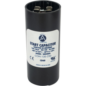Appli Parts Condensador Capacitor Arranque 130-156 Mfd (microfaradios) uF 250 VAC remplazo universal para motores electricos de distintas aplicaciones 3.7cm Diametro 8.6cm Alto CON-130-250

