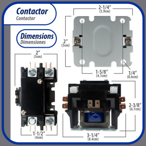 Contactor 1 Polo con Puente de 40 AMP 24 V bobina de repuesto para compresores de CA y aplicaciones electricas UL E476929 Appli Parts modelo APAC-1S4024 Contactor 1 Polo con Puente de 40 AMP 24 V bobina de repuesto para compresores de CA y aplicaciones electricas UL E476929 Appli Parts modelo APAC-1S4024