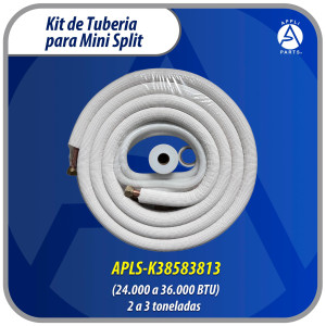 Appli Parts APLS-K38583813 Kit de Tuberia Mini Split 3/8 x 5/8 in, 4 m, con Aislante 3/8, Manguera Desague, Cinta Momia y Cinta Teflon
