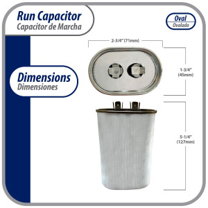 Appli Parts Condensador Capacitor de Marcha 70 Mfd uF (microfaradios) 370VAC CBB65 Universal Aire acondicionado y otras aplicaciones Ovalado UL E476928 cm Alto cm Ancho CON-70-370