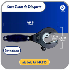 Appli Parts APT-TC115 Cortador de tubos con trinquete 5/16 a 1-1/8 in (8 a 29 mm) para cobre, aluminio, laton, acero inoxidable y PVC con cuchilla de repuesto diseno ergonomico y duradero