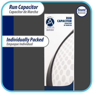 Appli Parts Condensador Capacitor de Marcha 15 Mfd uF (microfaradios) 250VAC CBB60 Cuerpo plastico para bombas de agua y otras aplicaciones Redondo UL E476928 7.5cm Alto 3.5cm Ancho CON-15-250-P