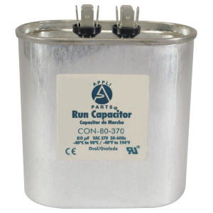 Appli Parts Condensador Capacitor de Marcha 80 Mfd uF (microfaradios) 370VAC CBB65 Universal Aire acondicionado y otras aplicaciones Ovalado UL E476928 cm Alto cm Ancho CON-80-370