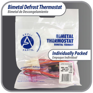 Appli Parts APBT-R2006FP Bimetal Termico Tipo Asiatico 3 Cables Abre 12C Cierra -5C Fusible 72C con 1 conector Cables Negro / Naranja / Rojo, Referencia BIM-2006, 14JB2006, PB302 Termodisco