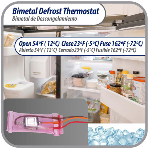 Appli Parts APBT-R2006FP Bimetal Termico Tipo Asiatico 3 Cables Abre 12C Cierra -5C Fusible 72C con 1 conector Cables Negro / Naranja / Rojo, Referencia BIM-2006, 14JB2006, PB302 Termodisco