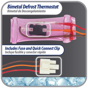 Appli Parts APBT-R2006FP Bimetal Termico Tipo Asiatico 3 Cables Abre 12C Cierra -5C Fusible 72C con 1 conector Cables Negro / Naranja / Rojo, Referencia BIM-2006, 14JB2006, PB302 Termodisco