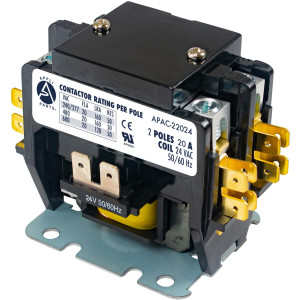 Appli Parts APAC-22024 Contactor 2 Polos 20A 24V Bobina Repuesto para Compresores de CA y Aplicaciones Electricas Certificacion UL E476929 de Trabajo Pesado