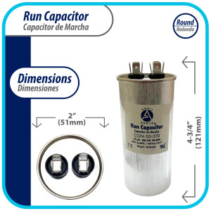 Appli Parts Condensador Capacitor de Marcha 55 Mfd uF (microfaradios) 370VAC CBB65 Universal Aire acondicionado y otras aplicaciones Redondo UL E476928 12cm Alto 5.1cm Ancho CON-55-370-R Appli Parts Condensador Capacitor de Marcha 55 Mfd uF (microfaradios) 370VAC CBB65 Universal Aire acondicionado y otras aplicaciones Redondo UL E476928 12cm Alto 5.1cm Ancho CON-55-370-R