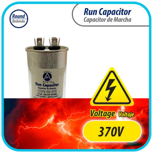Appli Parts Condensador Capacitor de Marcha 55 Mfd uF (microfaradios) 370VAC CBB65 Universal Aire acondicionado y otras aplicaciones Redondo UL E476928 12cm Alto 5.1cm Ancho CON-55-370-R