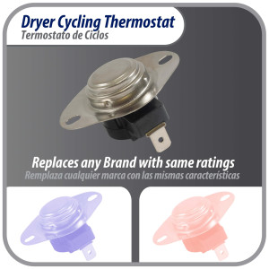 Appli Parts APDT-L250 Termico Secadora L-250-40F, limite alto Abre a 250 F, sensor interruptor de limite o termostato de 2 terminales, reemplazo para WH4X584 APDT-L250 Reemplaza 2934, 80000, 279052 286473, 298260, 299617, 339357, 339502 y otros Appli Parts APDT-L250 Termico Secadora L-250-40F, limite alto Abre a 250 F, sensor interruptor de limite o termostato de 2 terminales, reemplazo para WH4X584 APDT-L250 Reemplaza 2934, 80000, 279052 286473, 298260, 299617, 339357, 339502 y otros