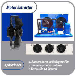 Appli Parts AXF-450-4 Extractor Axial 450 mm (17-3/4 pulg) 220-440 V, 3 ph, 60 Hz, 300 W, 1600 rpm, Rango Temperatura -30 C a 60 C, incluye aspa y base tipo jaula