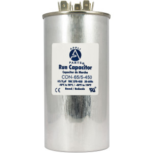 Appli Parts Condensador Capacitor de Marcha 65+5 Mfd uF (microfaradios) 370VAC o 450VAC CBB65 Universal Aire acondicionado y aplicaciones Redondo UL E476928 13cm Alto 5.7cm Ancho CON-65/5-450