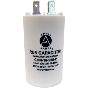 Appli Parts Condensador Capacitor de Marcha 16 Mfd uF (microfaradios) 250VAC CBB60 Cuerpo plastico para bombas de agua y otras aplicaciones Redondo UL E476928 8 cm Alto 4 cm Ancho CON-15-250-P