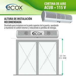ecox ACUB15CA Cortina de Aire de 150 cm, 110 V, 60 Hz, 1 Ph, 175 W. Para uso Residencial o Comercial