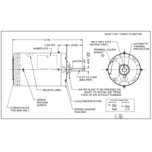 US Motors Mojave 1 hp 1140 rpm, 6 polos, 1 eje, OAO Cerramiento, 1 velocidad, 6.3 diametro, Reversible, 208-230 V/460 V, 60 hz, 3 ph, 1818H P063ELS5030015B, 
Sirve: FC3106F H667 X502 CFM3156A 10502