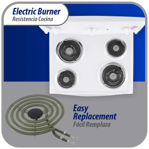 Appli Parts MP15YA Resistencia Cocina Estufa 4 Vueltas, 6 in, 1500 W, 240 V Compatible con General Electric Whirlpool 660532, WP660532, WB30T10073, SU205, 660532, TS4W6215, 404080, 5303310283, 318372211, TS4W6215SS