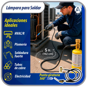 Appli Parts APHT-3SW Soplete Boquilla de Soldar, Antorcha, Lampara con manguera y encendedor para usar con Propano o Mapp en plomeria electricidad refrigeracion aire acondicionado y mas
