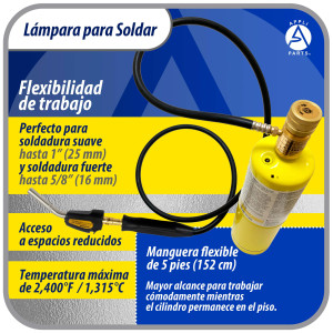 Appli Parts APHT-3SW Soplete Boquilla de Soldar, Antorcha, Lampara con manguera y encendedor para usar con Propano o Mapp en plomeria electricidad refrigeracion aire acondicionado y mas