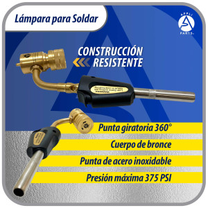 Appli Parts APHT-1S Soplete Boquilla de Soldar, Antorcha manual de un solo quemador con encendedor de arranque para soldadura fuerte con Mapp o punta giratoria de combustible de propano