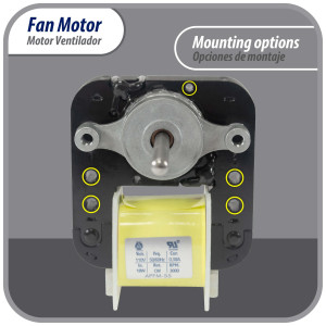 Appli Parts APFM-55 18 W Motor Ventilador, 110 V, 50/60 Hz, 0.38 A, 3000 rpm, rotacion CW remplazo Universal para Evaporadores, no incluye aspa, remplaza numeros originales WR60X203, 305540, PS304745, WR60X0191, WR60X0203, WR60X191 y otros