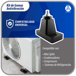 Appli Parts APAB-AFR2 Kit Almohadillas de Goma para montaje de Unidad Condensadora, Kit que incluye 4 unidades  106x54x35 Soporta hasta 300 Kg
