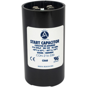 Appli Parts Condensador Capacitor Arranque 216-259 Mfd (microfaradios) uF 330 VAC remplazo universal para motores electricos de distintas aplicaciones 4.6cm Diametro 8.6cm Alto CON-216-330

