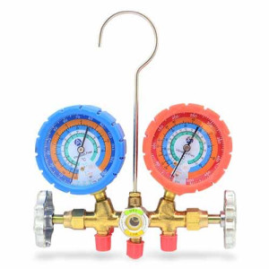 Juego Manometro R12/R22/R134/R404 Bronce Incluye Mangueras 90cm Con Visor 1/4sae Appli Parts Apmg-A2b36s