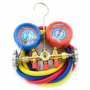 Juego Manometro R12/R22/R134/R404 Bronce Incluye Mangueras 90cm Con Visor 1/4sae Appli Parts Apmg-A2b36s