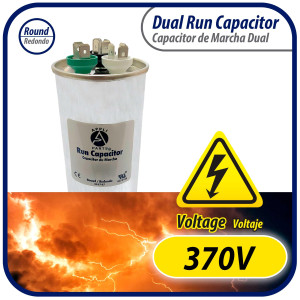 Appli Parts Condensador Capacitor de Marcha 50+10 Mfd uF (microfaradios) 370VAC CBB65 Universal Aire acondicionado y otras aplicaciones Redondo UL E476928 CON-50/10-370-R